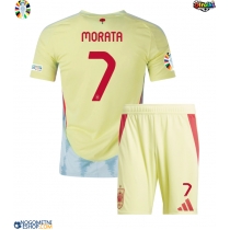 Otroški Nogometni dresi Španija Alvaro Morata #7 Gostujoči EP 2024 Kratek Rokav (+ Kratke hlače)